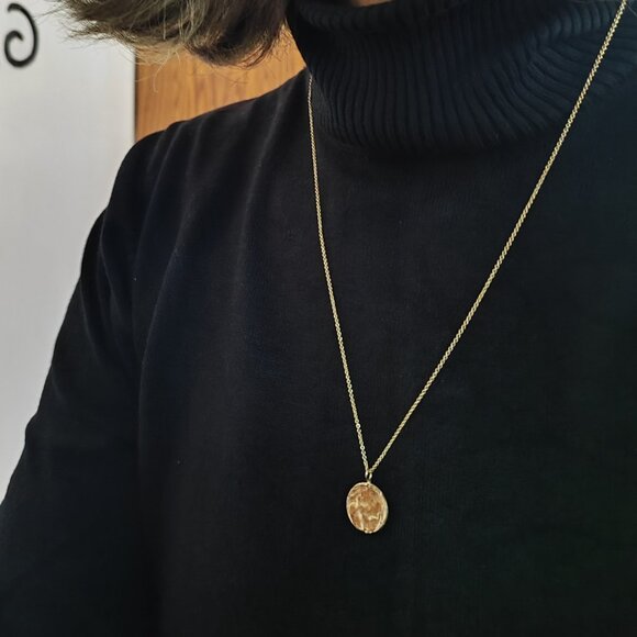 Gold necklace. 14 karat solid yellow gold necklace Raw pendant. Handmade pendant - Picture 15 of 15